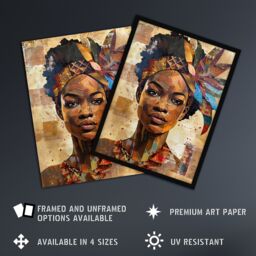 "Artery8 African Woman in Traditional Headdress Portrait Framed Art Print in Brown - Size: W12"" x H16""" - thumbnail 2