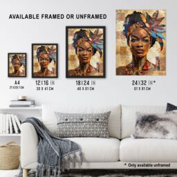 "Artery8 African Woman in Traditional Headdress Portrait Framed Art Print in Brown - Size: W12"" x H16""" - thumbnail 3