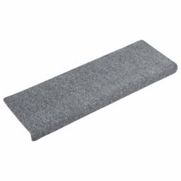 Berkfield Home Stair Mats 15 pcs Needle Punch 65x21x4 cm Light Grey - Size: Medium - thumbnail 3