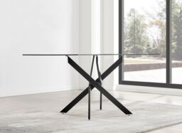 FurnitureboxUK Leonardo 150cm 6-Seater Glass & Chrome Metal Starburst Dining Table in Black - thumbnail 3