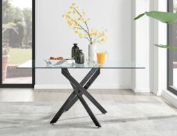 FurnitureboxUK Leonardo 150cm 6-Seater Glass & Chrome Metal Starburst Dining Table in Black - thumbnail 2