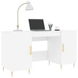 Berkfield Home Desk White 140x50x75 cm Engineered Wood - Size: 140 x 50 x 75 cm - thumbnail 3