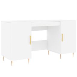 Berkfield Home Desk White 140x50x75 cm Engineered Wood - Size: 140 x 50 x 75 cm - thumbnail 2