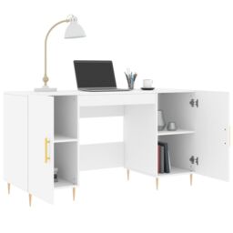 Berkfield Home Desk White 140x50x75 cm Engineered Wood - Size: 140 x 50 x 75 cm - thumbnail 4