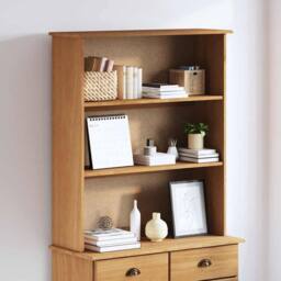 "Berkfield Home Hutch ""ASKIM"" 91x30x104 cm Solid Wood Pine in Brown - Size: 91 x 30 x 104 cm" - thumbnail 2
