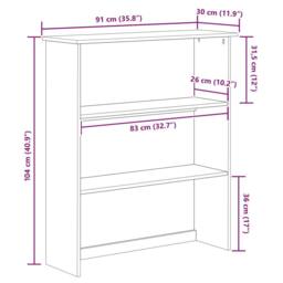 "Berkfield Home Hutch ""ASKIM"" 91x30x104 cm Solid Wood Pine in Brown - Size: 91 x 30 x 104 cm" - thumbnail 9