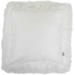 SNUGRUGS Mongolian Long Curly Wool Sheepskin Cushion with Cushion - 60cm x 60cm in White - Size: 60 cm x 60 cm - thumbnail 2