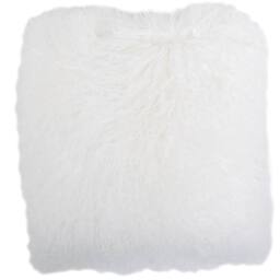SNUGRUGS Mongolian Long Curly Wool Sheepskin Cushion with Cushion - 60cm x 60cm in White - Size: 60 cm x 60 cm