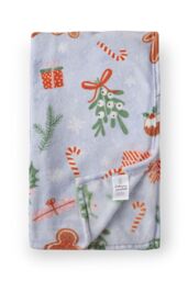 Catherine Lansfield 'Christmas Gingerbread' Cosy Fleece Blanket Throw in Blue - Size: 130 cm x 170 cm - thumbnail 5