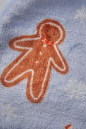 Catherine Lansfield 'Christmas Gingerbread' Cosy Fleece Blanket Throw in Blue - Size: 130 cm x 170 cm - thumbnail 2
