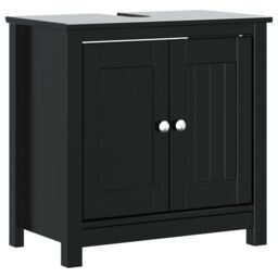 Berkfield Home 3 Piece Bathroom Furniture Set BERG Black Solid Wood Pine - thumbnail 4