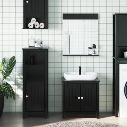 Berkfield Home 3 Piece Bathroom Furniture Set BERG Black Solid Wood Pine - thumbnail 1