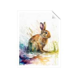 "Warren Reed - Designer Rabbit Splash Watercolour Unframed Art Print - Size: W8"" x H10""" - thumbnail 2