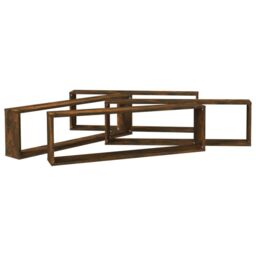 Berkfield Home Wall Cube Shelves 4 pcs Smoked Oak 100x15x30 cm Engineered Wood in Brown - Size: 100 x 15 x 30 cm - thumbnail 4