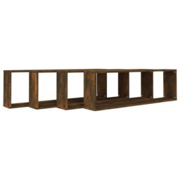 Berkfield Home Wall Cube Shelves 4 pcs Smoked Oak 100x15x30 cm Engineered Wood in Brown - Size: 100 x 15 x 30 cm - thumbnail 3