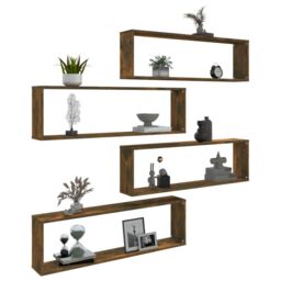 Berkfield Home Wall Cube Shelves 4 pcs Smoked Oak 100x15x30 cm Engineered Wood in Brown - Size: 100 x 15 x 30 cm - thumbnail 8