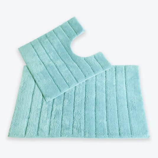 Allure Bath Fashions Ribbed Two Piece Bath Mat & Toilet Mat Set in Duck Egg Blue - image 1