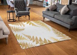 Benjamin Tate Design Gold Fern Designer Rug in Natural - Size: Large - thumbnail 2