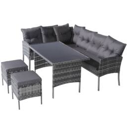 Matteo Outdoor Garden Rattan Corner Sofa Set - Mixed Grey - 6-7 Seater - thumbnail 9
