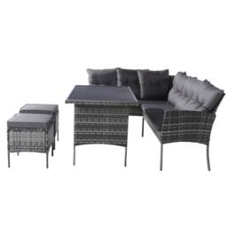 Matteo Outdoor Garden Rattan Corner Sofa Set - Mixed Grey - 6-7 Seater - thumbnail 8