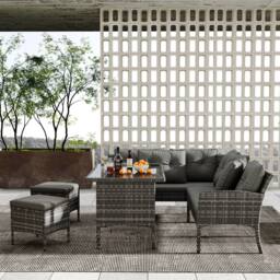 Matteo Outdoor Garden Rattan Corner Sofa Set - Mixed Grey - 6-7 Seater - thumbnail 2