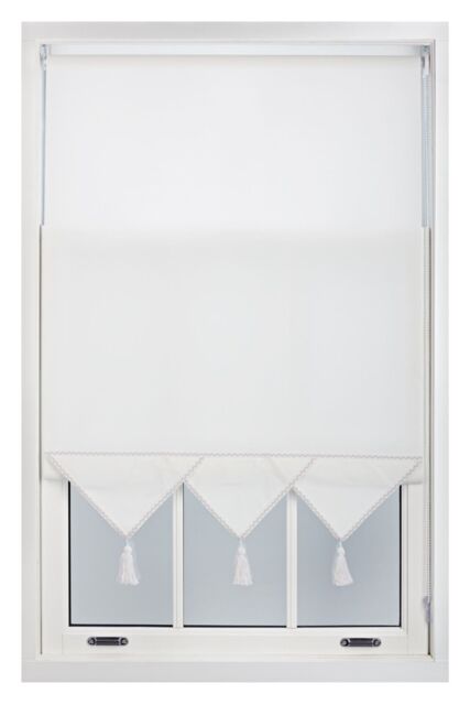 Furnished Triangle Peak Window Roller Blind With Metal Fittings in White - Size: 205 cm width x 165 cm drop - image 1
