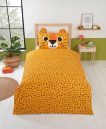Rapport Home Wild Cats Polycotton Duvet Cover Set With Pillowcase in Orange - Size: Single - thumbnail 2