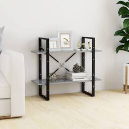 Berkfield Home 2-Tier Book Cabinet Concrete Grey 80x30x70 cm Engineered Wood - Size: 80 x 30 x 70 cm - thumbnail 2