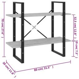 Berkfield Home 2-Tier Book Cabinet Concrete Grey 80x30x70 cm Engineered Wood - Size: 80 x 30 x 70 cm - thumbnail 7