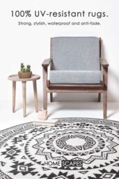 Homescapes Luxury Round Outdoor Rug Waterproof Reversible, Monochrome Motif in Black - Size: 180 cm diameter - thumbnail 2
