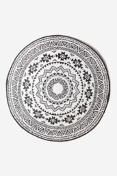 Homescapes Luxury Round Outdoor Rug Waterproof Reversible, Monochrome Motif in Black - Size: 180 cm diameter