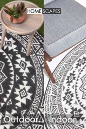 Homescapes Luxury Round Outdoor Rug Waterproof Reversible, Monochrome Motif in Black - Size: 180 cm diameter - thumbnail 6