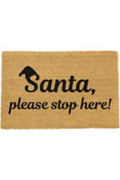 Artsy Mats Santa Please Stop Here Doormat in Black - Size: 40 cm x 60 cm - thumbnail 1