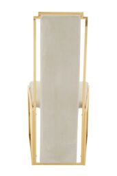 Orsina Luxurious Modern Dining Chair, Stainless Steel Gold Finished Frame Accent Chair. Natural Fabric Dining Chair in White - thumbnail 4