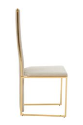 Orsina Luxurious Modern Dining Chair, Stainless Steel Gold Finished Frame Accent Chair. Natural Fabric Dining Chair in White - thumbnail 3
