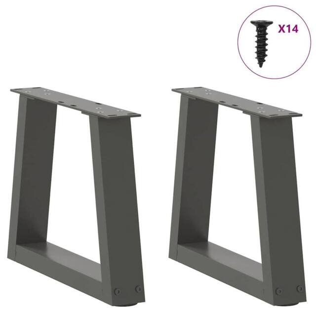 Berkfield Home Modern Dining Table Legs V-Shape 2 pcs Anthracite 40x(30-31.3) cm in Dark Grey - image 1