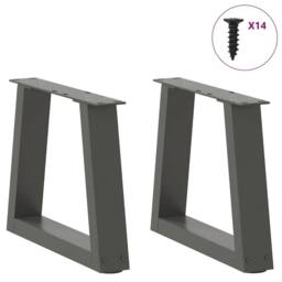 Berkfield Home Modern Dining Table Legs V-Shape 2 pcs Anthracite 40x(30-31.3) cm in Dark Grey - thumbnail 1