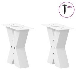 Berkfield Home Coffee Table Legs X-Shaped 2 pcs White 40x(30-31) cm Steel - thumbnail 3