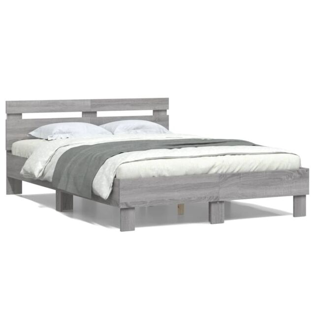 Berkfield Home Bed Frame with LED without Mattress Grey Sonoma 120x200 cm - Size: Small Double - image 1