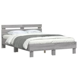 Berkfield Home Bed Frame with LED without Mattress Grey Sonoma 120x200 cm - Size: Small Double - thumbnail 5