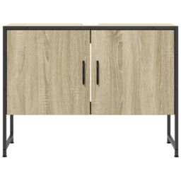 Berkfield Home Bathroom Sink Cabinet Sonoma Oak 80x33x60 cm Engineered Wood in Brown - Size: 80 x 33 x 60 cm - thumbnail 5