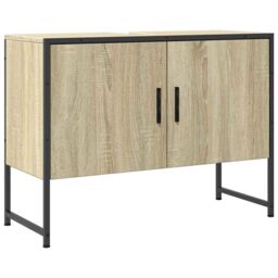 Berkfield Home Bathroom Sink Cabinet Sonoma Oak 80x33x60 cm Engineered Wood in Brown - Size: 80 x 33 x 60 cm - thumbnail 2