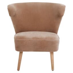 Orsina Mink Velvet & Natural Linen Chair, Dual Tone Accent Chair With Stud Detailing, High Back Chair in Brown - thumbnail 6
