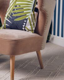 Orsina Mink Velvet & Natural Linen Chair, Dual Tone Accent Chair With Stud Detailing, High Back Chair in Brown - thumbnail 3