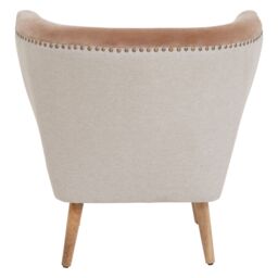 Orsina Mink Velvet & Natural Linen Chair, Dual Tone Accent Chair With Stud Detailing, High Back Chair in Brown - thumbnail 5