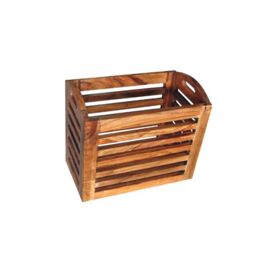 Jaipur Furniture Ltd Jaipur Small Basket - Sheesham Wood - L25 x W41 x H35 cm - Honey Dark Finish in Brown