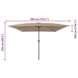 Berkfield Home Square Garden Umbrella 295x245 cm Taupe - thumbnail 7