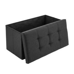 KORVIXA Black Storage Seat Folding Bench Ottoman Stool - Size: 100 cm x 100 cm - thumbnail 1