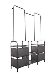 Living and Home Freestanding Clothes Metal Garment Rack Organizer Closet Rack With 4 Basket in Black - thumbnail 5