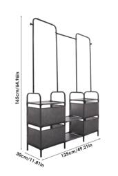 Living and Home Freestanding Clothes Metal Garment Rack Organizer Closet Rack With 4 Basket in Black - thumbnail 6